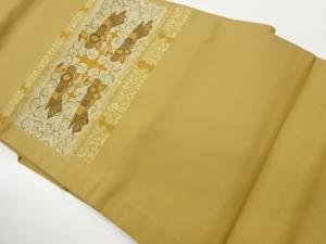 横段に向かい鳥模様織出し名古屋帯